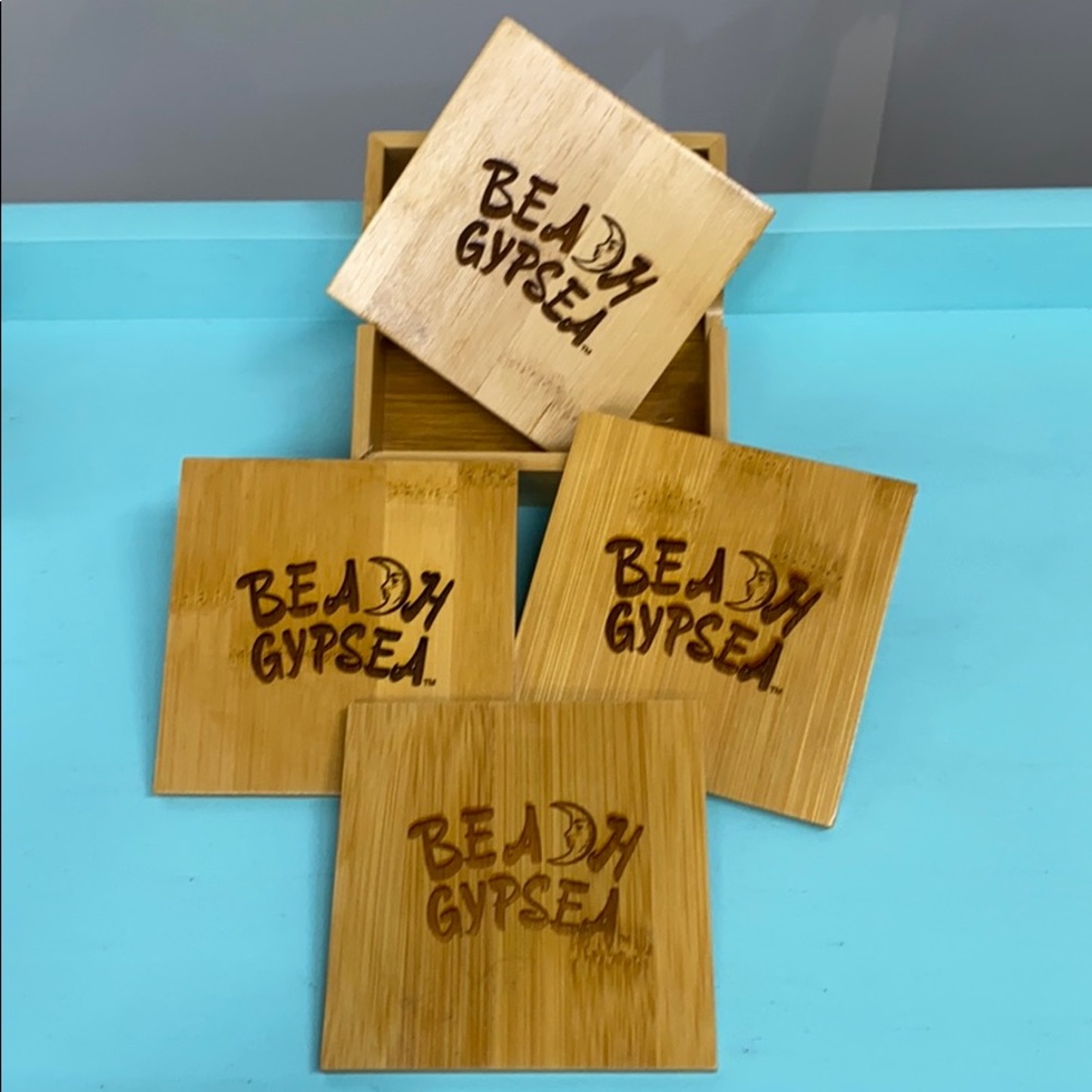 Beach gypsea wooden coaster set